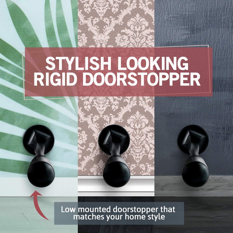 JD Jack N'Drill Jack NDrill (3 ?) Rigid Door Stop (12 Pack) - Rustproof Black Solid Door Stopper w/Durable Rubber Tips | Protects Walls & Doors from Damage | Great for Office & Home - Image 5
